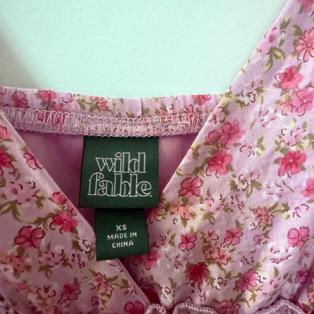 Women's Smocked Maxi a-Line Dress - Wild Fable™ Pink Floral XS - Picture 3 of 4